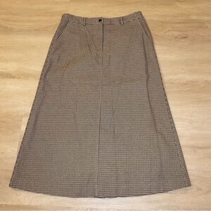 Vintage 90s L.L. Bean plaid skirt Dark Academia Size10 houndstooth brown tan